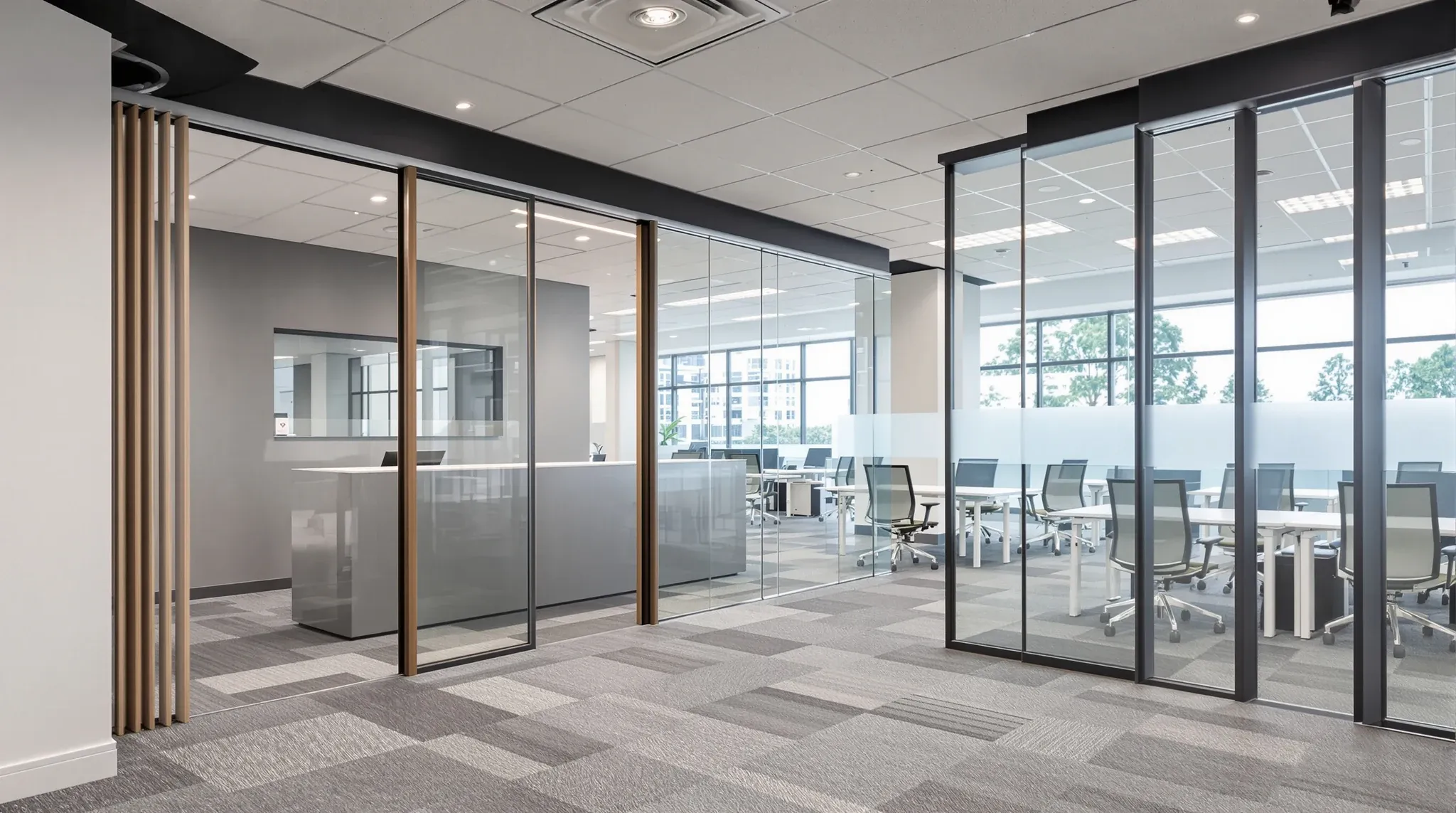 A finished office floor showing the mix of finishes that make up a fit-out budget